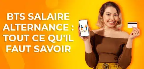 Jeune apprentie heureuse qui découvre son salaire de BTS en alternance