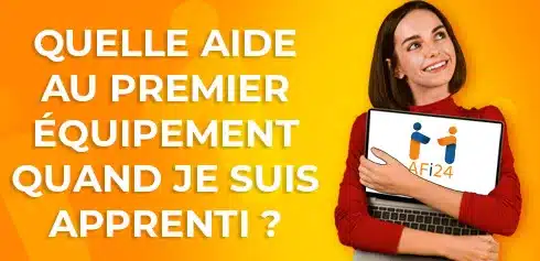 Jeune étudiante heureuse d'avoir acheter son ordinateur grâce aux aides à l'alternance
