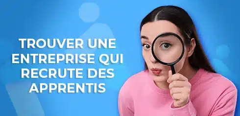 Jeune alternante qui recherche une entreprise à la loupe