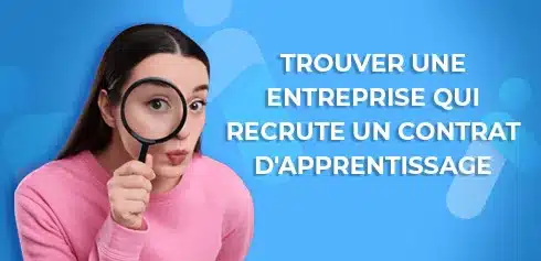 Jeune étudiante qui scrute à la loupe les entreprise qui recrute