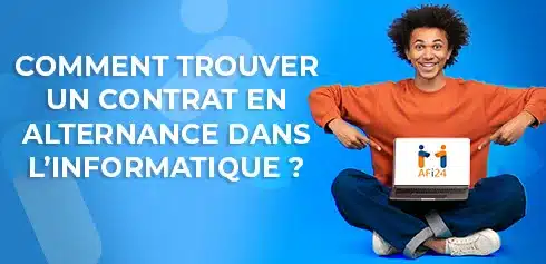 Jeune étudiant heureux de voir les conseils pour trouver une alternance en informatique