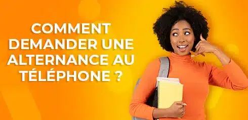 Jeune alternante démarchant des entreprise au téléphone pour trouver son alternance