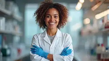 Jeune apprenti en entreprise heureuse d'être financé pour son alternance