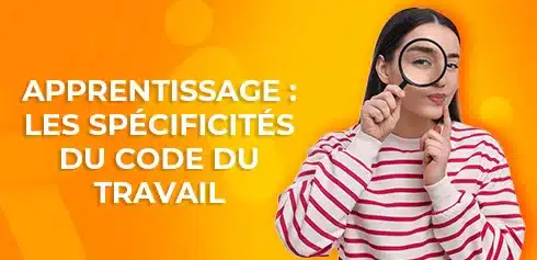 étudiante observant les spécificité du code du travail pour l'apprentissage à la loupe