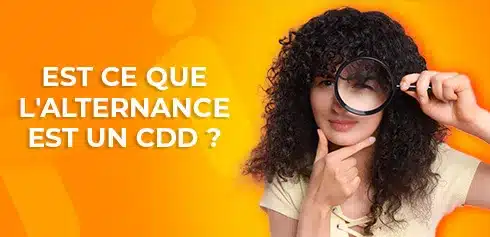 étudiante observant à la loupe si l'alternance est un CDD
