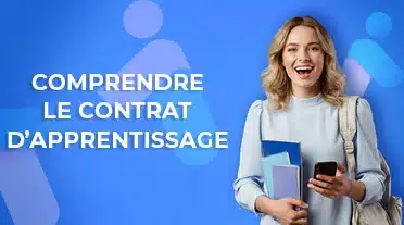 Jeune étudiante heureuse de trouver toutes les infos sur l'apprentissage depuis son téléphone avec AFi24