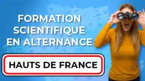 étudiante cherchant son alternance scientifique dans les Hauts de France avec des jumelles