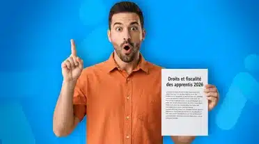 étudiante montrant du doigts les droits et la fiscalités des apprentis