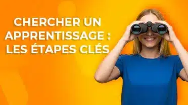étudiante cherchant son apprentissage aux jumelles