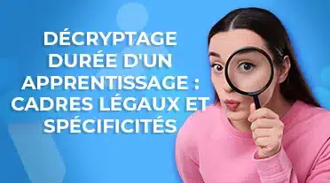 étudiante décryptant à la loupe la durée du contrat d'apprentissage